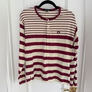 Vintage Gucci Red White Button Long Sleeve T-Shirt - EUC